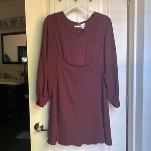 H&M maroon long sleeve dress